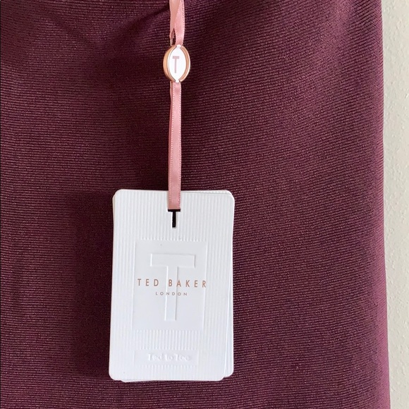 Ted Baker London Midi Skater Skirt Maroon Size 1 - Picture 6 of 10